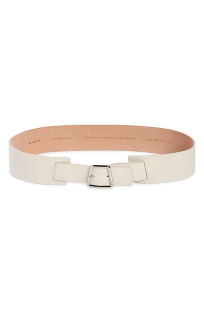 Akris Oblique Leather Belt In 011 Ecru