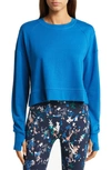 Sweaty Betty After Class Cotton Blend Crop Sweatshirt In Aquatic Blue