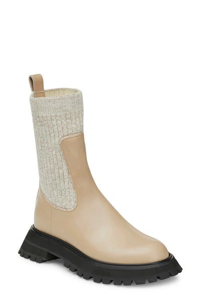 Lafayette 148 Women's Brushed Leather & Cashmere Lug Sole Boots In Beige