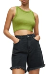 Allsaints Rina Stretch Crop Tank In Green