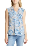 Nic + Zoe Petite Palm Dot Brushstroke-print Tank In Blue Multi