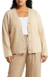 Vince Cashmere & Wool Shaker Rib Cardigan In H Wafer