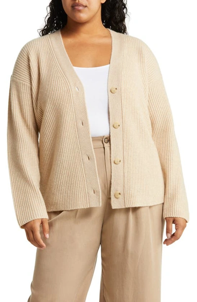 Vince Cashmere & Wool Shaker Rib Cardigan In H Wafer