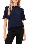 Cece Women's Ruffled Flutter-sleeve Blouse Top In Rich Black