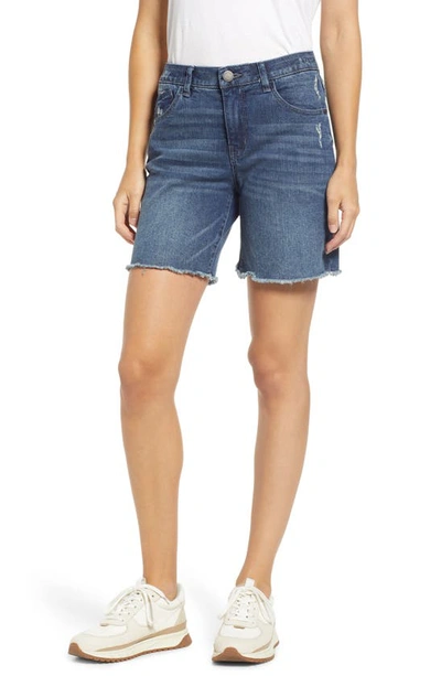 Wit & Wisdom 'ab'solution Retro High Waist Denim Bermuda Shorts In Blue