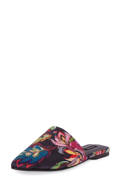 Natori Adore Satin Flat Slipper Mules In Black