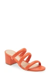 Schutz Olly Mid Block Nappa Leather Sandal In Orange