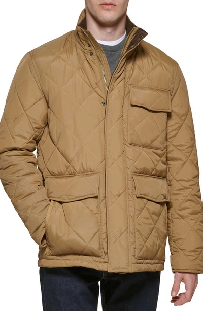 Cole Haan Quilted Field Jacket In Brown