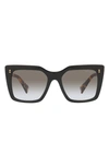 Miu Miu 53mm Square Sunglasses In Black / Grey Gradient