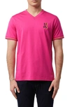 Psycho Bunny Logo V-neck T-shirt In Pink Yarrow