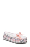 Minnetonka Cosi Faux Shearling Slipper In Pink Plaid