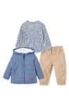 LITTLE ME CHAMBRAY JACKET, LONG SLEEVE SHIRT & PANTS SET