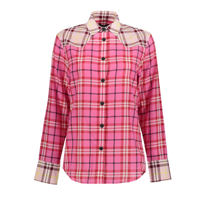 Rag & Bone Jillian Two-toned Plaid Button-front Shirt In Pink
