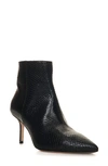 L Agence Aimee Pointed Toe Bootie In Black Embossed Leather