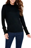Nic + Zoe Ruffle Cuff Turtleneck Sweater In Black Onyx