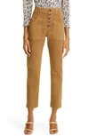 Veronica Beard Arya High Waist Crop Straight Leg Jeans In Ochre
