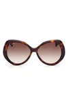 Max Mara 59mm Gradient Geometric Sunglasses In Dark Havana / Gradient Brown