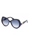 Max Mara 59mm Gradient Geometric Sunglasses In Shiny Blue / Gradient Blue