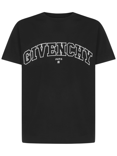 Givenchy Logo Embroidered College Classic-fit T-shirt In Black