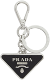 PRADA BLACK SAFFIANO LEATHER KEYCHAIN