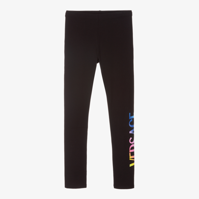 Versace Teen Girls Black Logo Leggings