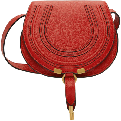 Chloé Marcie Small Saddle Crossbody Bag In Red