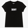 DKNY GIRLS BLACK COTTON T-SHIRT