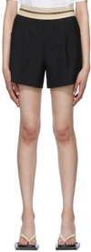 Helmut Lang Logo Elastic Waistband Wool Pull On Shorts In 1 Black