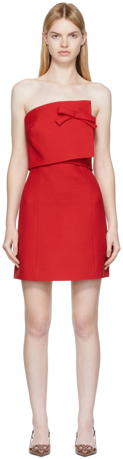 Valentino Bow-detail Minidress In 157 Rosso