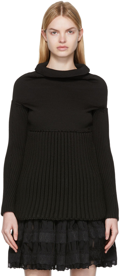 Alaïa Black Off-shoulder Jumper In 995 Noir Alaia