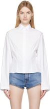 Alaïa Corset Button-down Poplin Shirt In 000 Blanc