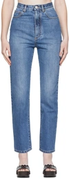 ALAÏA BLUE HIGH-WAIST STRAIGHT JEANS