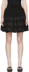 Alaïa Woman High Waist Black Fluid Short Skirt In 995 Noir Alaia