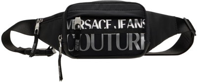 Versace Jeans Couture Black & Silver Logo Couture Belt Bag In Eld2 Black/silver