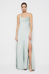 Jonathan Simkhai Finley Satin-finish Evening Gown In Lichen