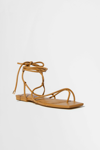 Simkhai Susan Square Toed Wrap Flat Sandals In Cashew