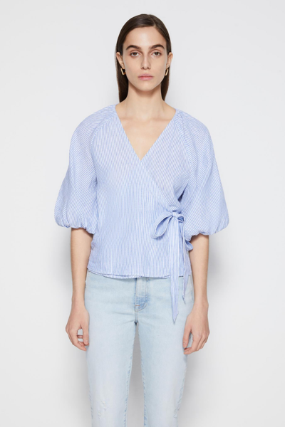 Jonathan Simkhai Katrina Linen Top In Cove Stripe