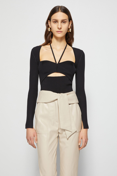 Jonathan Simkhai Simkhai Alexia Cut-out Ribbed-knit Top In Black