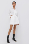 Simkhai Shaelyn Pleated Cotton Poplin Mini Dress In White