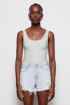 Jonathan Simkhai Irene Ribbed Scoop Neck Bodysuit In Lichen