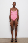 Jonathan Simkhai Noa Belted Underwire One Piece Swimsuit In Flamingo