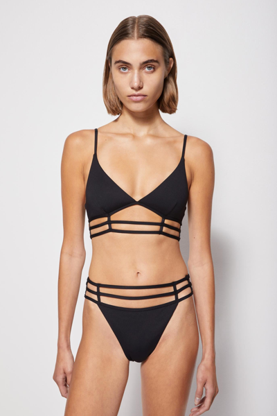 Jonathan Simkhai Eunice Strappy Solid Bikini Top In Black