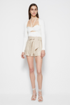 Jonathan Simkhai Mari Vegan Leather Tie Waist Short In Egret