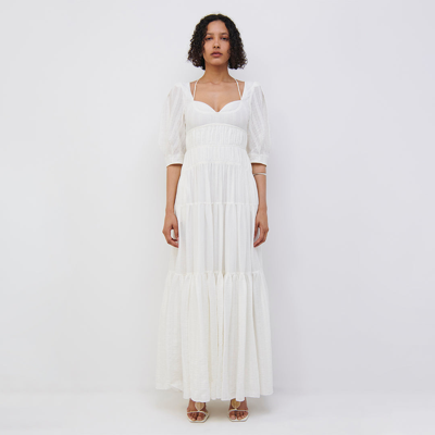 Jonathan Simkhai Wilder Tiered Cotton-blend Gauze Maxi Dress In White