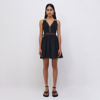 Jonathan Simkhai Trista Crochet-trimmed Pintucked Voile Mini Dress In Black