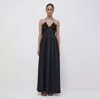 Jonathan Simkhai Clementine Pleated Halterneck Gown In Black