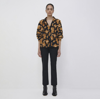 Simkhai Winslow Pleated Floral Shirt In Black Print