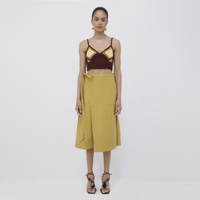 Simkhai Bia Vegan Leather Wrap Skirt In Honey