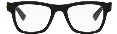 Bottega Veneta Black Rectangular Glasses In 001 Black