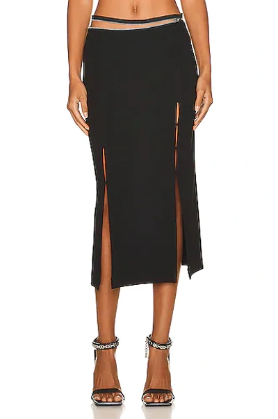 Helmut Lang Zipper Waist Double Slit Midi-skirt In Black